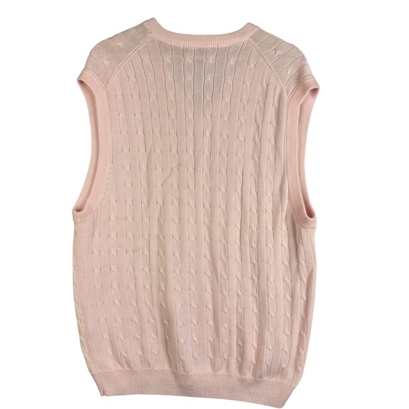 Brooks Brothers Country Club Mens XL Pink Cable Knit V Neck Sweater Vest Cotton - Picture 2 of 6